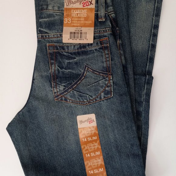 Kids Young Adult Wrangler 20X Extreme Relaxed Straight Leg Jeans NWT 14 Slim - Picture 4 of 6